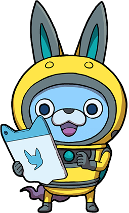 Yo-kai art of Usapyon holding the Yo-kai Pad