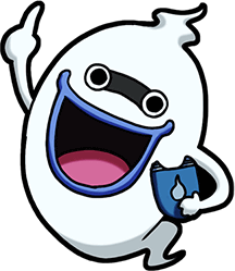 Yo-kai art of Whisper holding the Yo-kai Pad